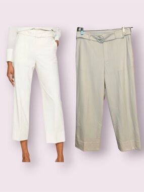 Club Monaco Ivory Pants With Enamel Ring Belt Size 10